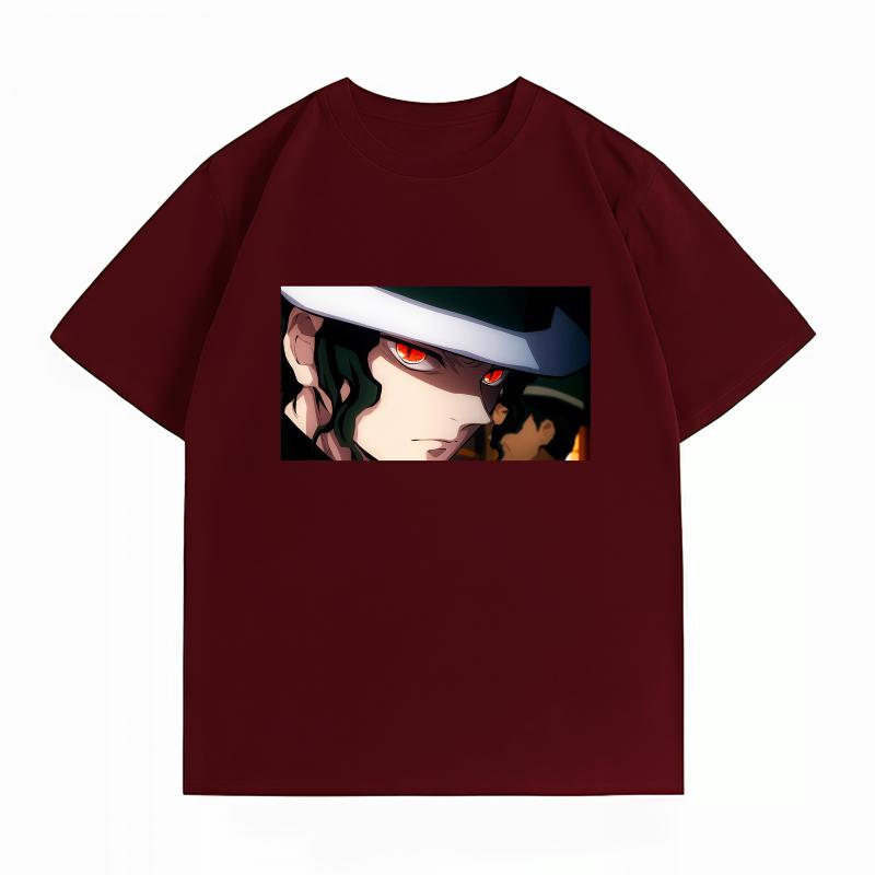 Demon Slayer Muzan Kibutsuji CloseUp Print Tshirt Casual Short Sleeve Cotton Anime Streetwear Unisexs Tshirt