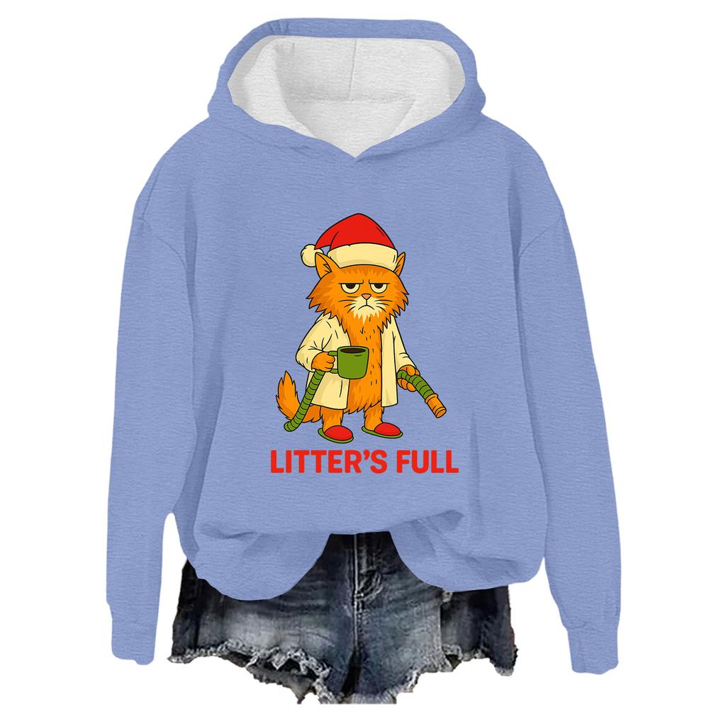 Women's Fashion Casual Long-Sleeved Round Neck Loose Printed Hooded Sweatshirt