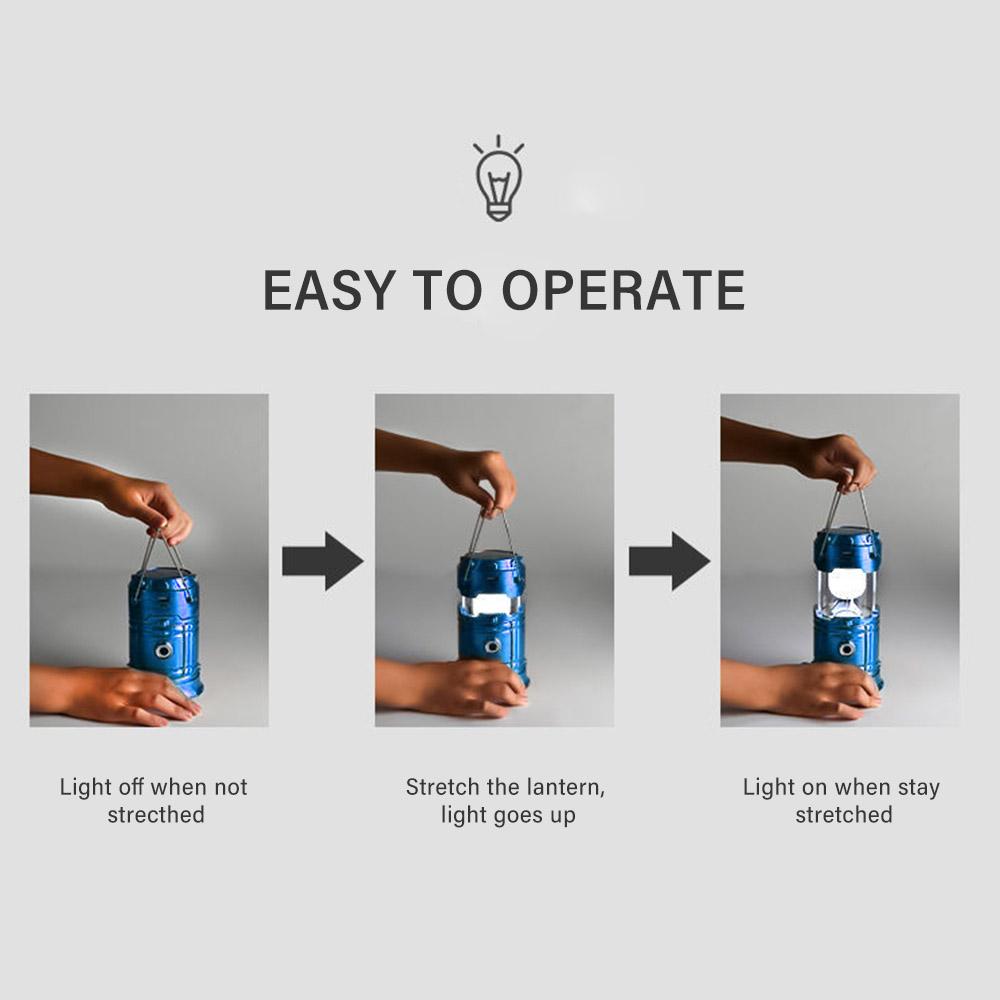 Outdoors Camping Lantern USB Rechargeable Solar Charging Power Supply Portable Collapsible