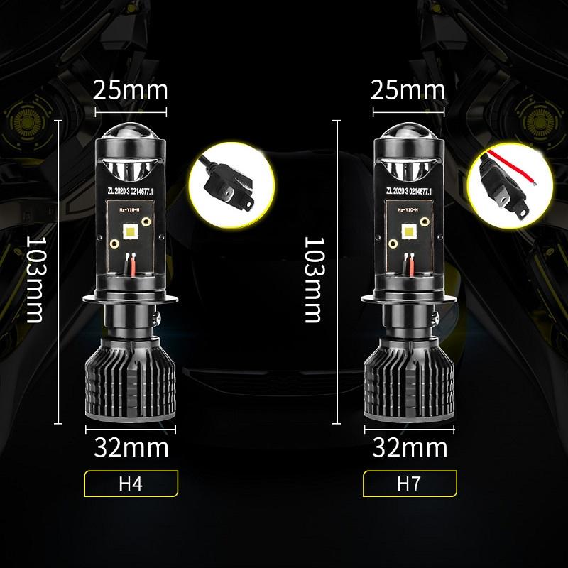 Car Headlight Mini Lens H4 H7 LED Projector Bulb 120W Canbus High Low Beam Y10 HB2 9003 6000K White Auto Motorcycles HeadLamp