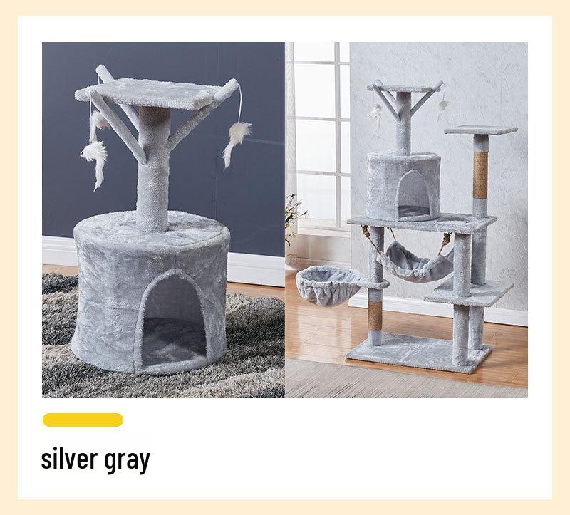 Velvet Cat Tree: Large Climbing Frame & Bed for Cats and Kittens, Space-Saving Design for All Seasons