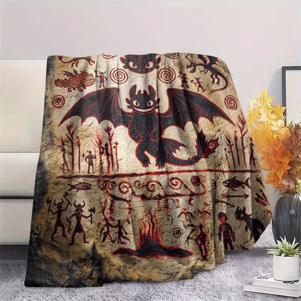 Toothless Night Fury Print Flannel Blanket, Ultra Soft High Quality All Seasons Warm Throw, Home Decor Cozy Blanket, Perfect Christmas Gift