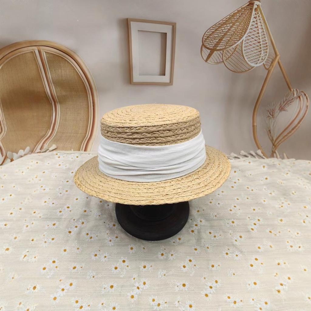 Dale Lafite Straw Hat Spring French Flat Top Hat Woven British Holiday Sun Hat Sunscreen Top Hat