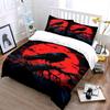 Raven and Red Moon Night Scene Bedding Duvet Cover Set  (1*Duvet Cover 2*Pillowcases, Without Duvet Insert)