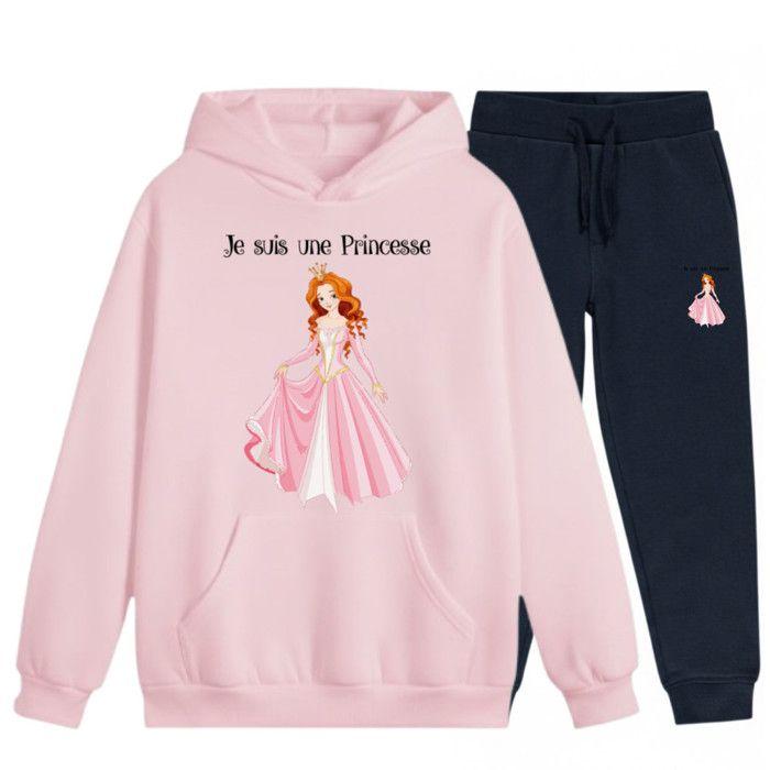 Jogging Fille Princesse Rose - Ensemble Sweat et Pantalon 3-14 ans - Rose