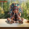 2D Flat, Colorful Indian Girl Acrylic Desktop Decoration, with Base, Suitable for Wall Decoration, Porch, Room, Villa, Accents Home, Hallway, or Workp