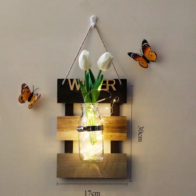 Wall Decoration Ins Style Wall Lamp Nordic Originality Plant Butterfly Background Home Decor Wall Lights Vase Lamp for Bedroom