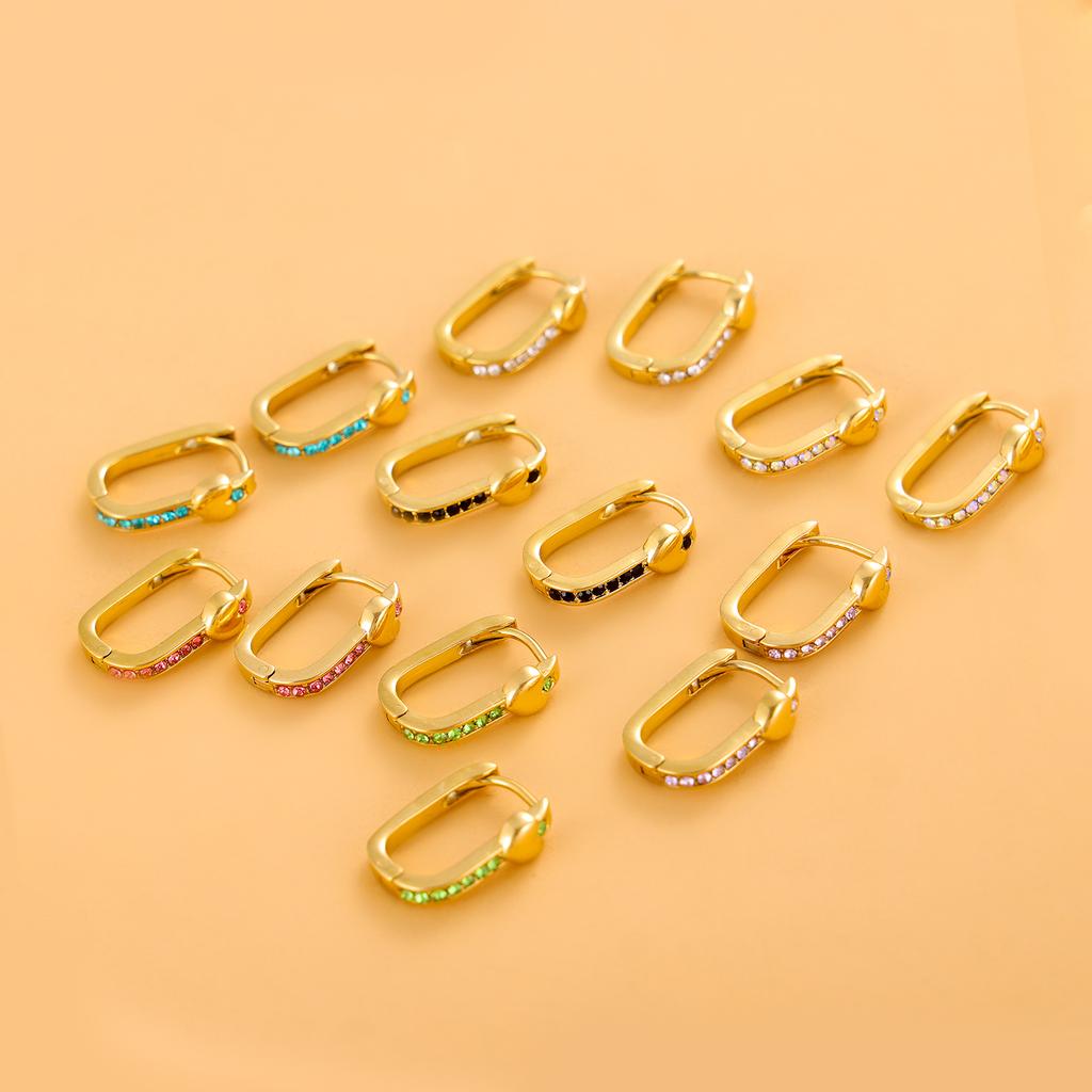 CARLIDANA Gold Color Stainless Steel Small Earring Gold Plated Gifts Colorful CZ Stone Hoop Heart Earrings for Women Girls
