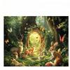 Tapiz de Bosque Encantado de Ensueño, Bosque Mágico Iluminado por el Sol con Familia de Ciervos, Conejos y Mariposas, Arte de Pared de Cuento de Hadas Caprichoso