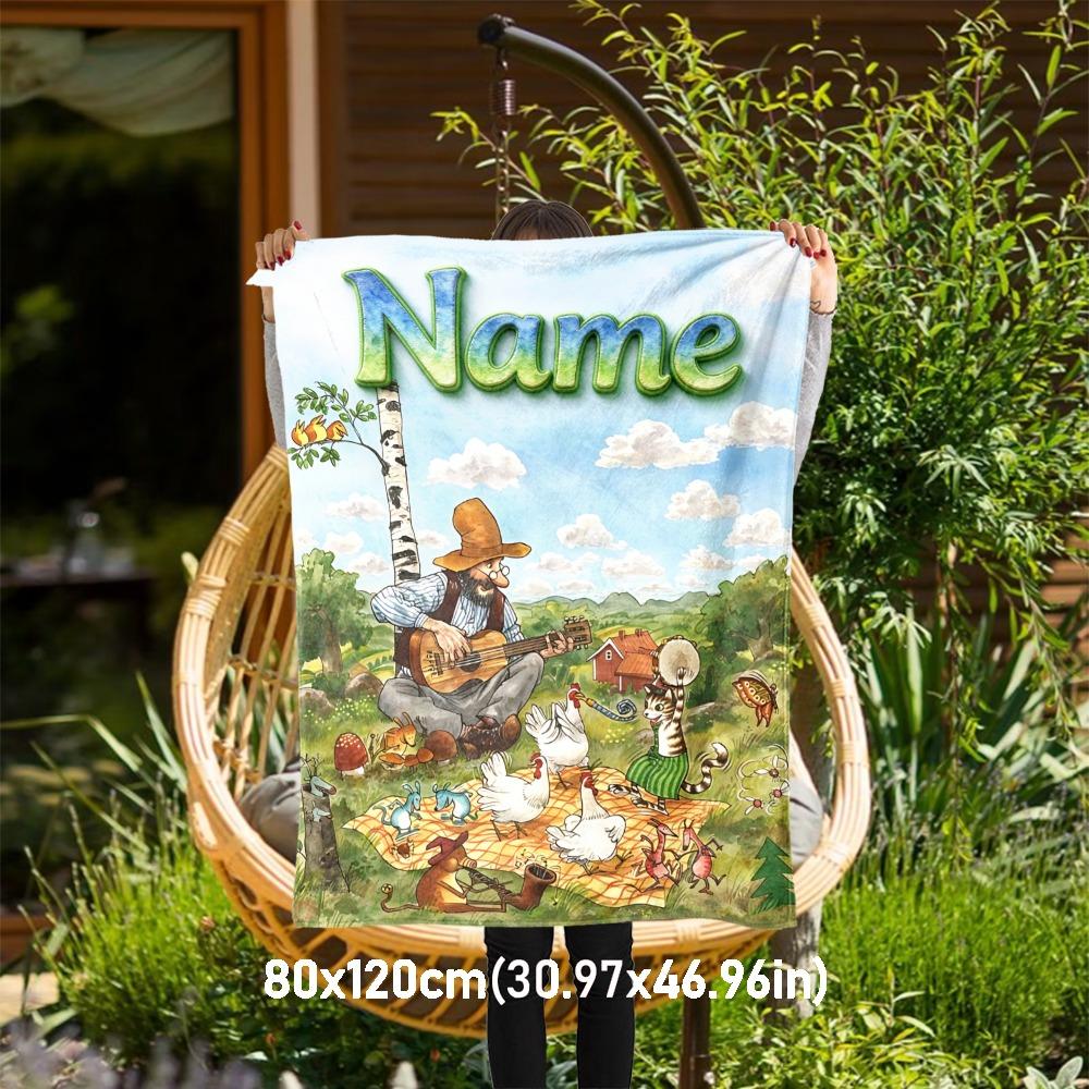 Custom Name Country Music Animal Picnic Flannel Blanket Super Soft Warm Cozy Blanket For Sofa Bed Office Travel Allseason Home Decor Gift