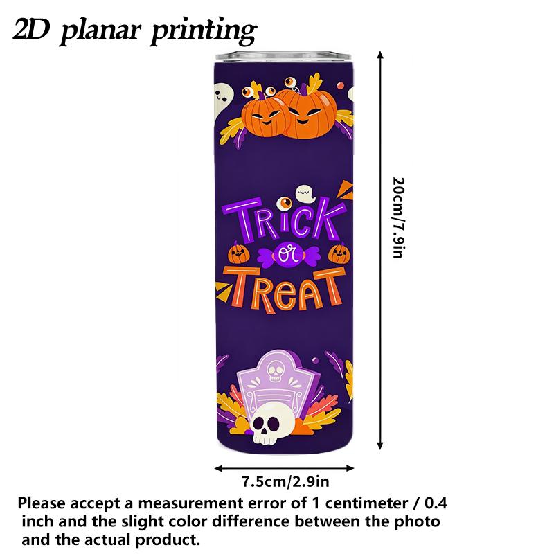591ml Straight Cup Halloween elements Straw Cup Hot Cold Tumbler Stainless Steel Tumbler Ice Retention Cup 20oz Skinny Cup