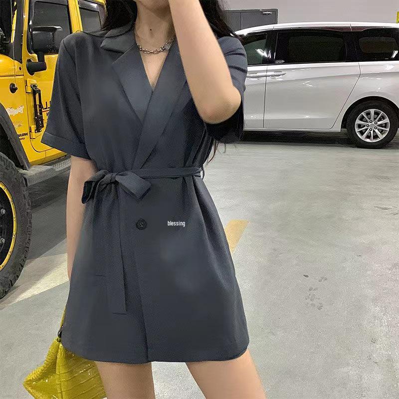 2025 Women's Fashion Suit Romper: Summer High Waist, Loose Fit, Wide Leg Jumpsuit Skirt