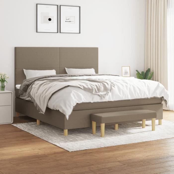 3137017 vidaXL Divan Bed with Mattress Taupe 180x200 Cm Fabric