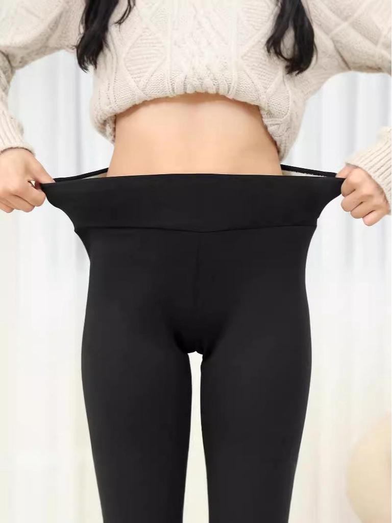 Women's High Waisted Fleece-Lined Lambswool Leggings