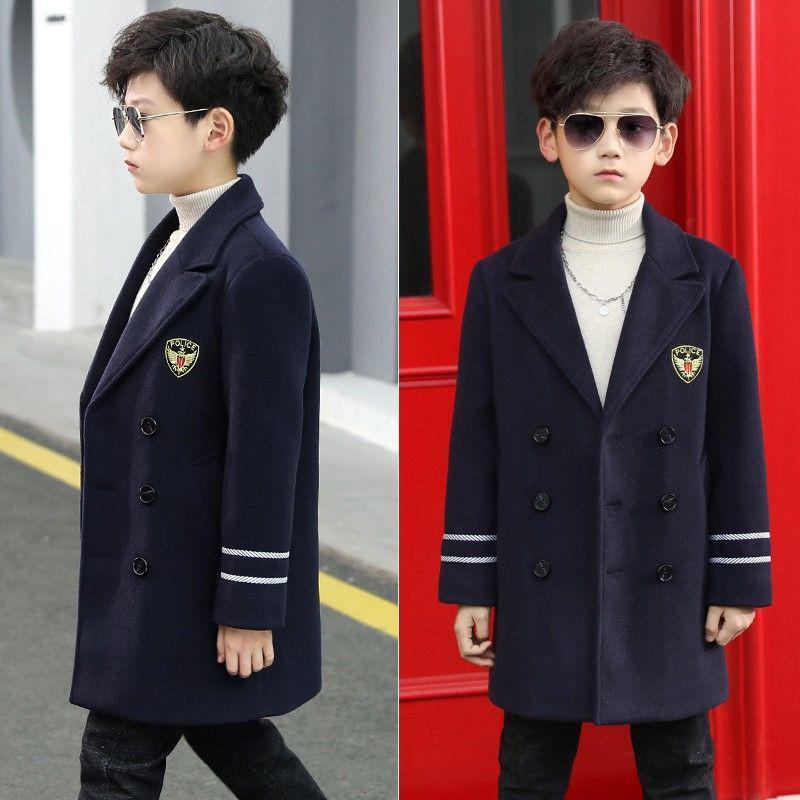 2024 Chlapecký vlněný kabát - Módní vlněná a bavlněná zateplená souprava na podzim/zimu