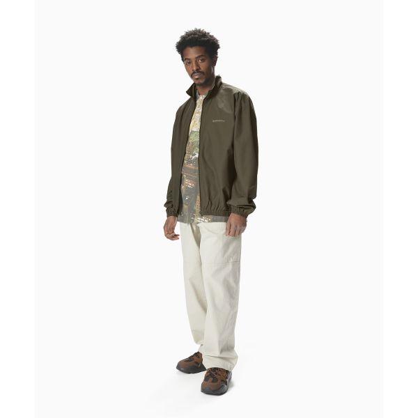 Thisisneverthat SS25 Zipper Stand Collar Letter Print Elastic Hem Double Pocket Solid Color Casual Loose Jacket Unisex jackets Olive TN250WOWLS01OLV