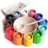 Non-Toxic Baby Montessori Wooden Toy Rainbow Ball Matching Game Toy Color Cognitive Matching Early Education Learning Toys For Children