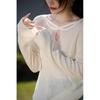 DEMANA Sophisticated Spliced Lapel Cable Knit Sweater Top for Women