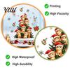 Glass Door Decorations Christmas Static Window Clings, Orange Cat Tree Stickers, Santa Hat Kitten Stickers Xmas Decals, Reusable Festive Holiday Decor