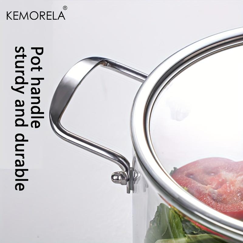 KEMORELA 1 PIÈCE Casserole en Verre 2,5 L / 3,5 L Résistante à la Chaleur Casserole à Mijoter Poignées Doubles Casseroles avec Couvercle Ustensiles de Cuisine en Verre Borosilicaté