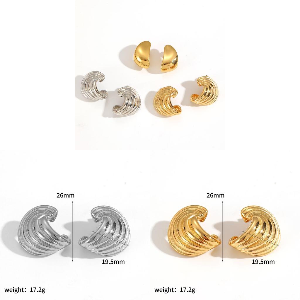 Boucles d'oreilles géométriques en acier inoxydable pour femmes avec texture d'aile