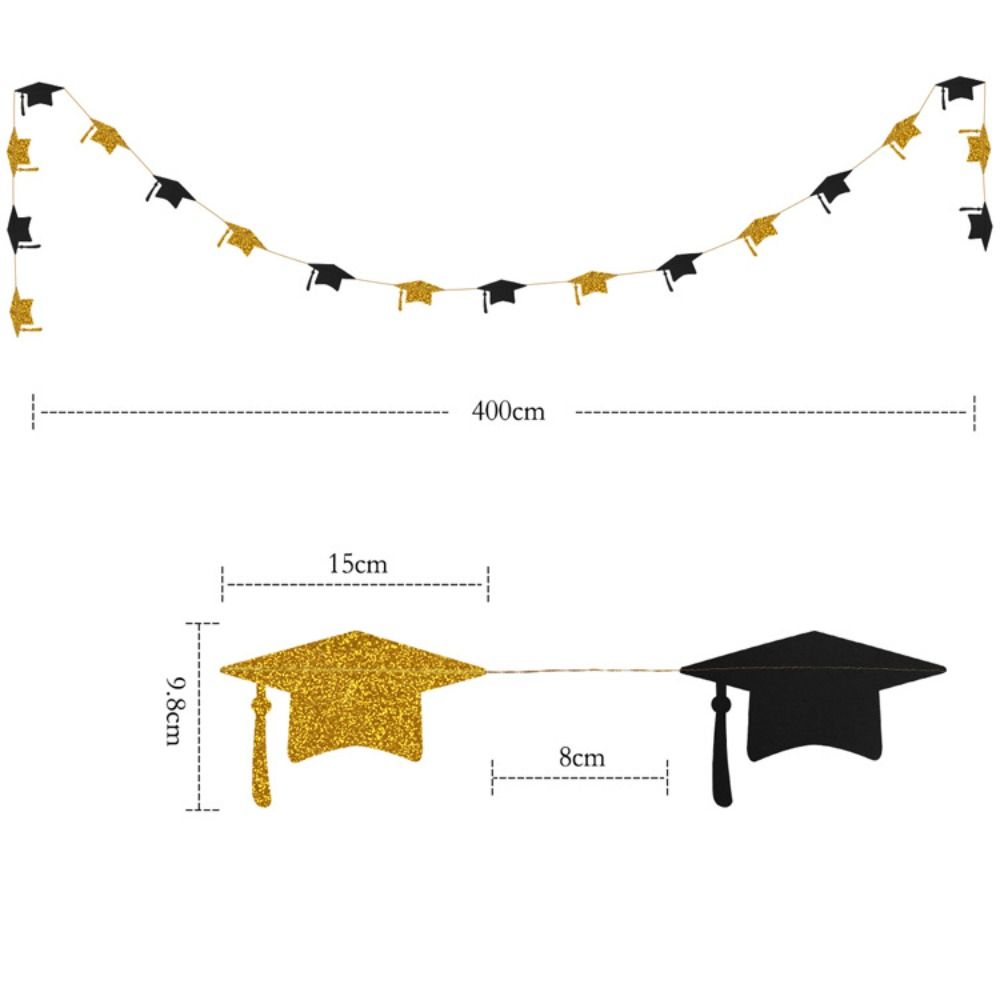 4m Graduation Bachelor Hat Paper Glitter Graduation Party Hanging Decorations  School Celebrations
