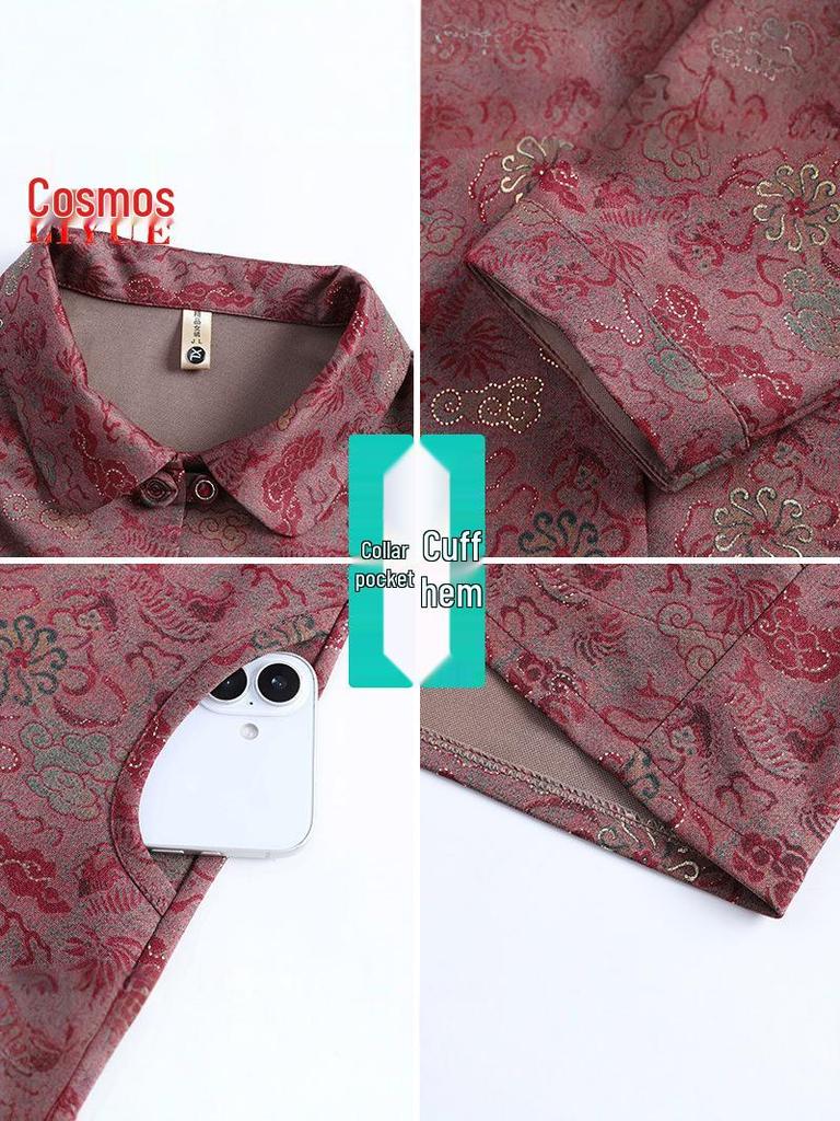 Autumn Long-Sleeve Lapel Shirt for Middle-Aged & Elderly Women
