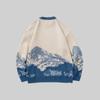 Autumn/Winter Tie-Dye Snow Mountain Men's Loose Knit Sweater, Trendy Hong Kong Style, Long-Sleeve Pullover.