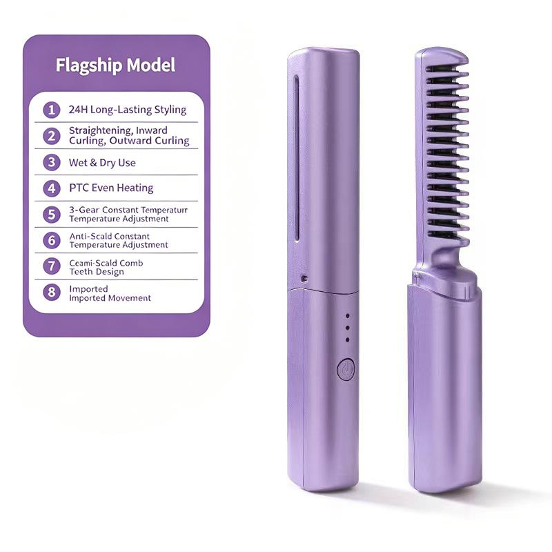 Electric Hair Straightening Comb Curling Brush Multi Use Heated Styling Tool For Home Beauty Routine