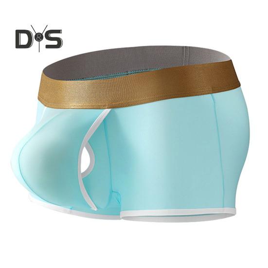 Men Boxer Underwear Mid-rise Elastic Waist U-Convex Shorts Briefs Solid Color Breathable Smooth Lines Quick Drying Panties