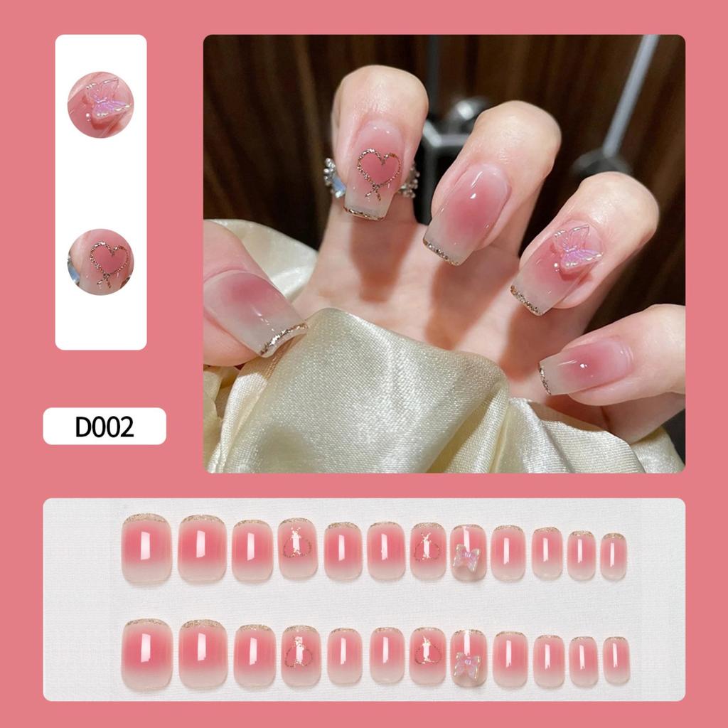 24pcs Nail Pieces Wearable Nails Ice Transparent False Nails 2ml