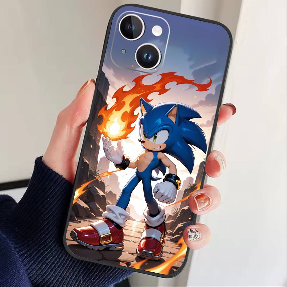 Hedgehog Knuckles Phone Case For iPhone 17 16 15 14 13 12 Max Plus Silicone Black Cover