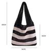 Fashion Hollow Out Stripe Crocheted Tote Bag Woven Fabric Bohemian Style Beach Tote Bag Handmade Summer Vacation Bag For Women