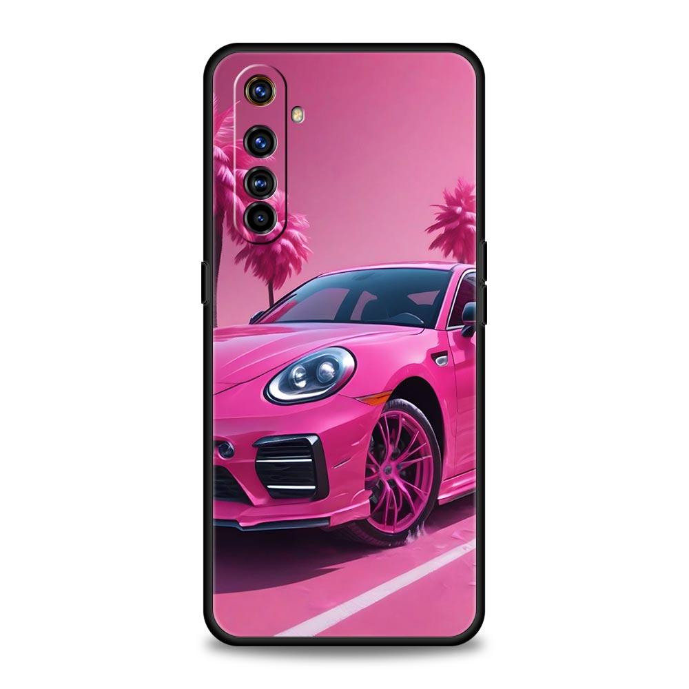 

Модный чехол с рисунком розового автомобиля для Realme C67 C63 C55 C53 C35 C25 C21 GT 2 3 5 6 10 11 12 13 Pro Plus 5G Мягкий чехол-сумка из ТПУ для телефона Realme C35