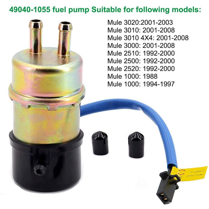 Electric Fuel Pump 12v Kawasaki Mule Fuel Pump 49040-1055 KAF620 3000 3010 3020 2520 2500 2510 1000(8mm In/Outlet)