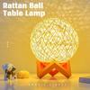 3D Rattan-Kugel LED-Nachtlichter Dimmbare Mondlampe Mit Halterung Für Heim-Schlafzimmer-Dekor Weihnachten