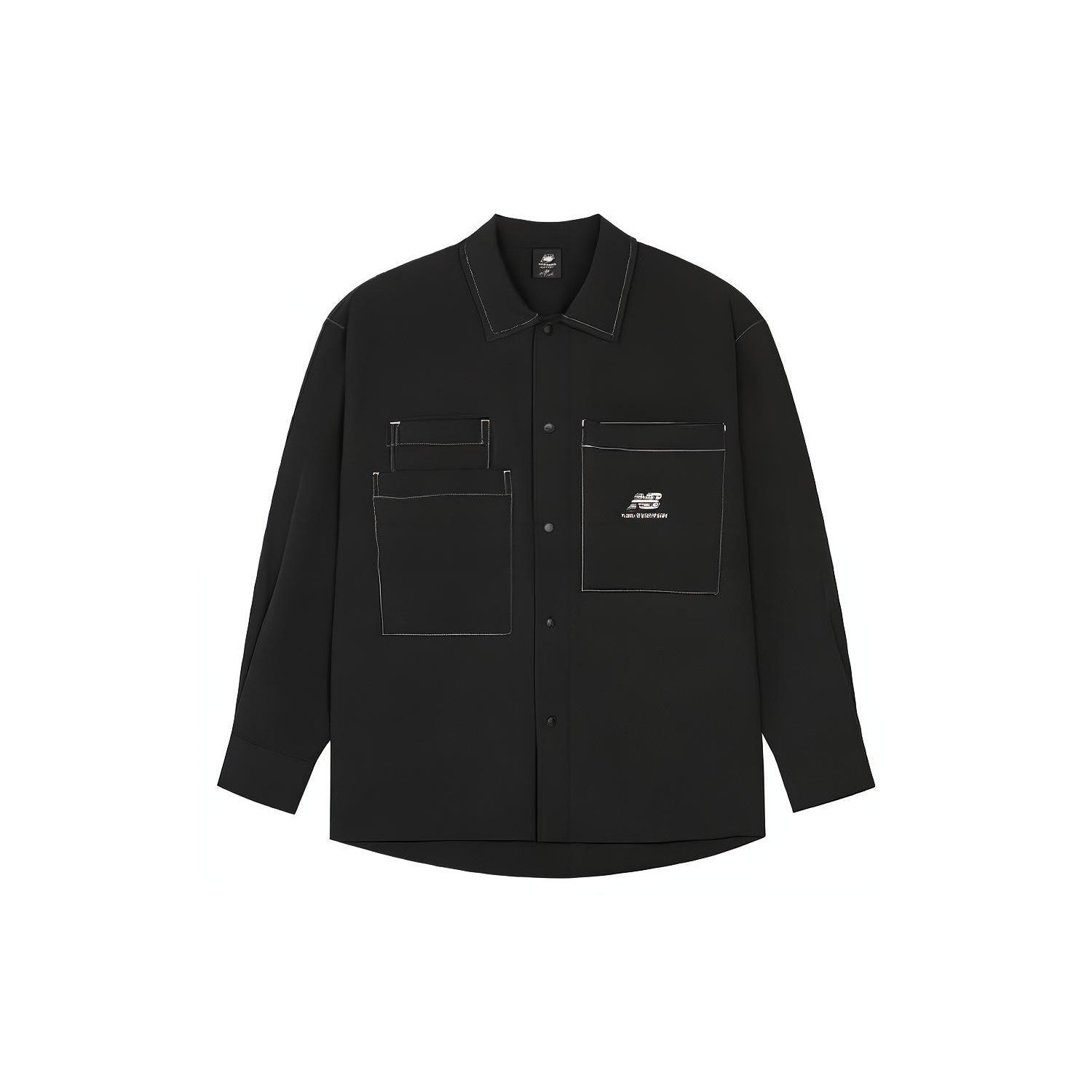 New Balance Logo Classic Shirt Asia Sizing Black White Men s AMJ23303-BK L