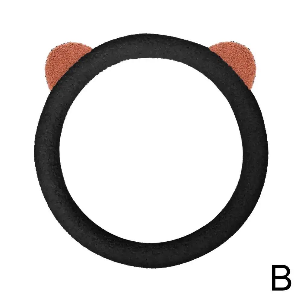 

WInter Warm Soft Plush Cartoon Bear Ear Car Interior Cover Steering Cover Handble Wheel Car 2024 38cm Accessories B3B8