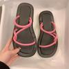 South Korea Thick-bottomed Niche Cool Slippers Women's Outer Wear 2025 Spring and Summer New Versatile Outer Wear Lazy One-word Drag Ins Tide