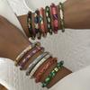 Colorful Metal Enamel Flower Bracelet For Women Ethnic Style Inlaid Zircon Floral Leaves Pattern Bangle Party Wedding Jewelry