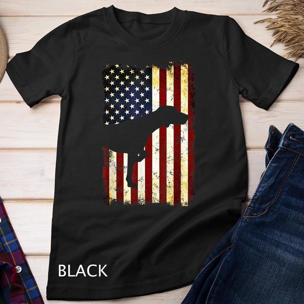 

German Shorthaired Pointer Silhouette American Flag T-Shirt Unisex T-shirt L