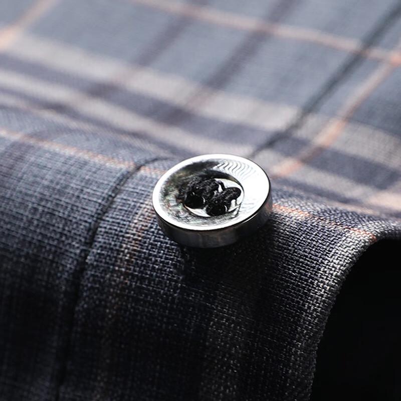 Hengyuanxiang Men's Business Casual Plaid Long-Sleeve Shirt