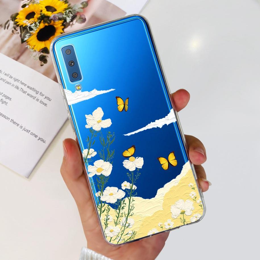 For Cover Samsung Galaxy A7 2018 Case New Fashion Flower Bumper Soft Silicone Phone Case For Samsung A7 2018 A750 SM-A750F Coque