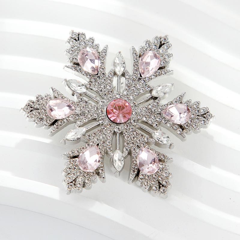 Fashion Crystal Rhinestones Snowflake Brooches Pins For Women Clothing Coat Accessries Gifts
