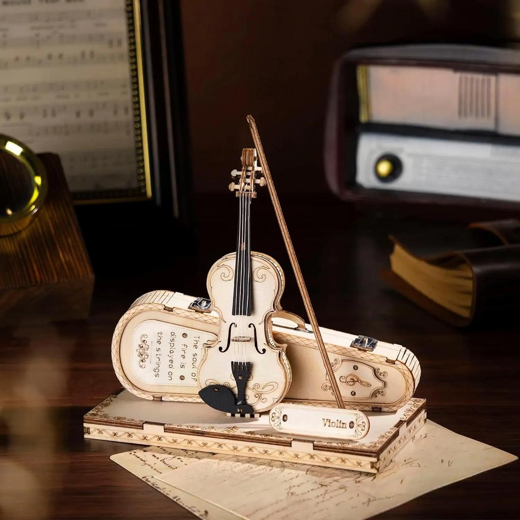 DIY 3D Wooden Puzzle Violin Capriccio Model DIY Gifts for BoysGirls Easy Assembly Kits MusicalBuilding Blocks G211