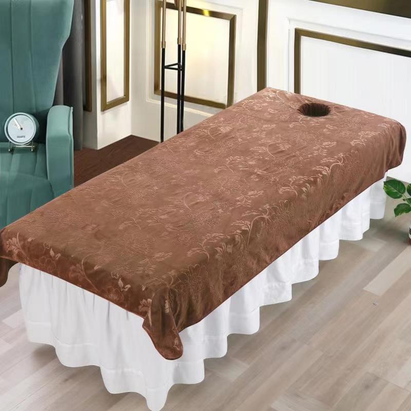 Soft Flannel Velvet Beauty Bedspread Beauty Bed Sheet SPA Massage Treatment Bed Table Cover Salon Bed Sheet With / Without Hole