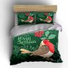 Christmas Robin Pattern Decor Bedding Duvet Cover Set Duvet Cover Pillowcases  (1*Duvet Cover 2*Pillowcases, Without Duvet Insert)