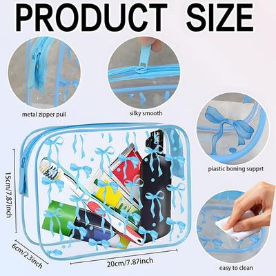 All-Over-Print Wasserdichte PVC-Nylon-Tasche Schleifen Kosmetiktasche Transparente Toilettenartikel-Reißverschlusstasche Schleife Klare Kosmetiktaschen