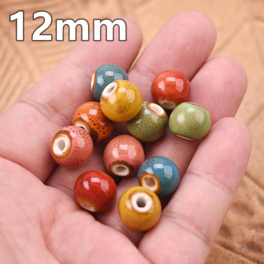 Rotund Aleatoriu Mixt 6mm 8mm 10mm 12mm 14mm Margele Vrac din Ceramică Porțelan Făcute Manual Lot pentru Materiale pentru Bijuterii DIY Meșteșuguri Descoperiri Margele Creativitate