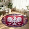 Poland Football Printed Round Crystal Velvet Rug Soft Non Slip Floor Carpet For Bedroom Holiday Gift